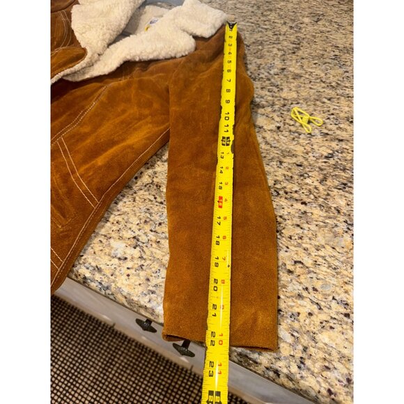 Vintage Grais Split Cowhide Marlboro Man Rancher Suede Sherpa Barn Jacket Coat 8 - Picture 8 of 10